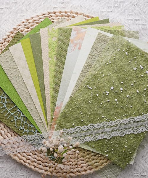 Green Handmade Texture Paper Bundle