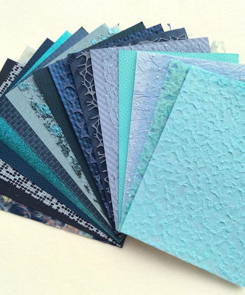 Blue Textured Paper & Mesh Fabric Bundle